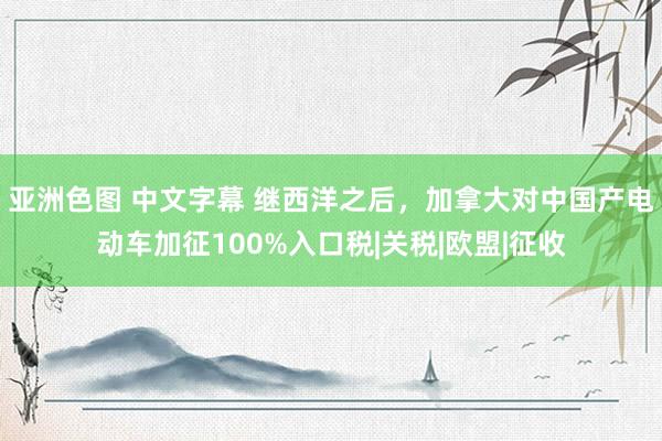 亚洲色图 中文字幕 继西洋之后，加拿大对中国产电动车加征100%入口税|关税|欧盟|征收