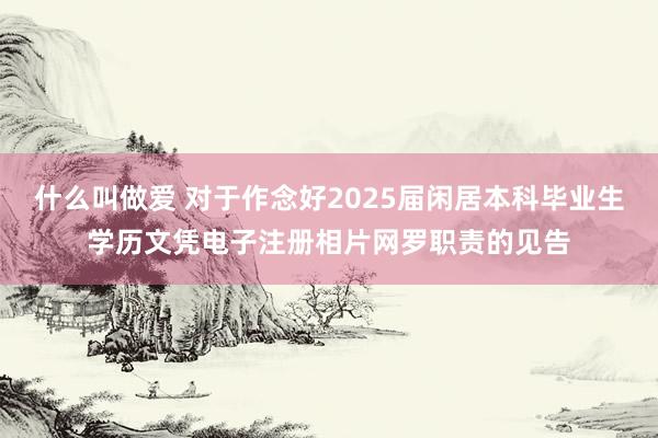 什么叫做爱 对于作念好2025届闲居本科毕业生学历文凭电子注册相片网罗职责的见告